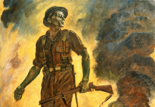 Infantryman, his gun emptied of ammunition, the Fall of Singapore