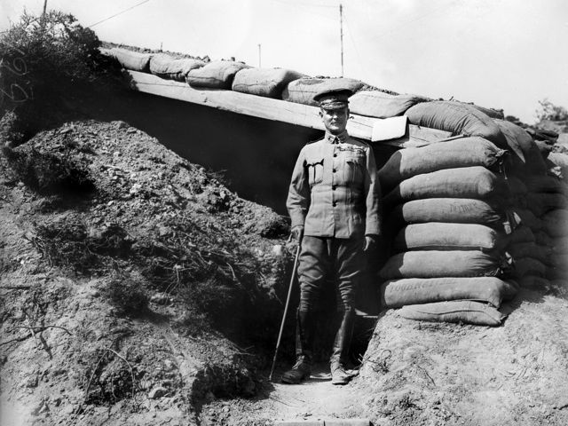 Gallipoli Peninsula, Turkey. 1915. General William Riddell Birdwood outside his dugout.