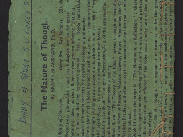 Diary of S/Sgt J W Corey SX10842