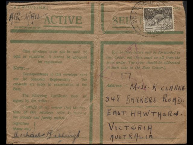 Envelope dated May 1941 addressed to Miss K Clarke