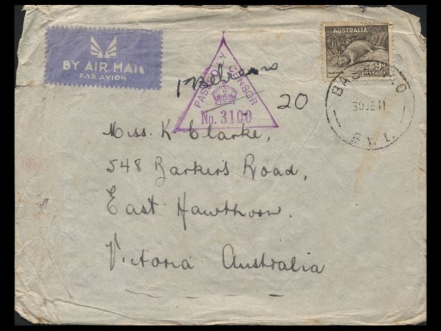 Envelope dated 30 June 1941 addressed to Miss K Clarke