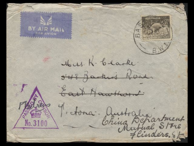 Envelope dated 19 July 1941 addressed to Miss K Clarke