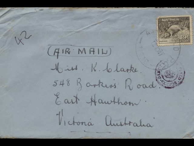 Envelope dated 12 November 1941 addressed to Miss K Clarke