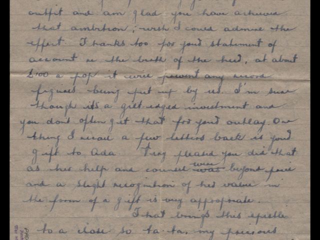 Letter from Michael Billings dated 17 August 1943