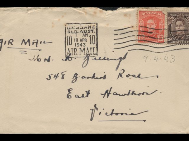 Envelope addressed to Mrs. M. Billings dated 9 April 1943