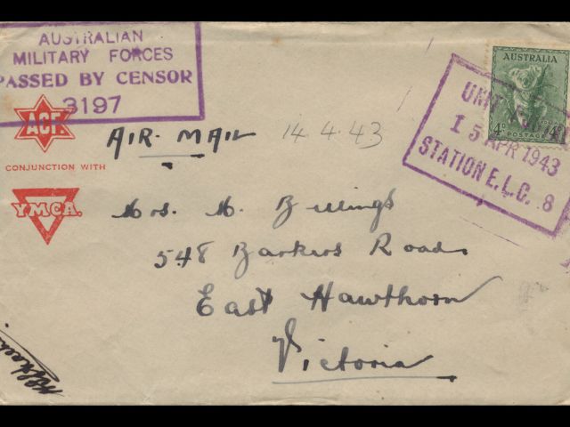 Envelope addressed to Mrs. M. Billings dated 14 April 1943