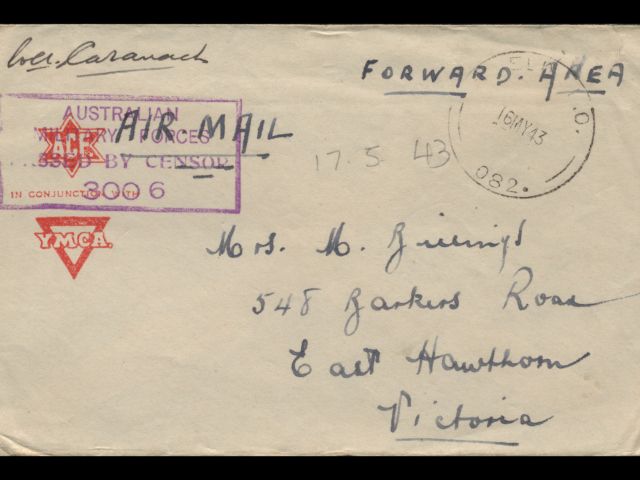 Envelope addressed to Mrs. M. Billings dated 17 May 1943