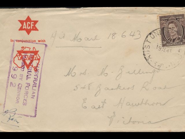 Envelope addressed to Mrs. M. Billings dated 18 June 1943