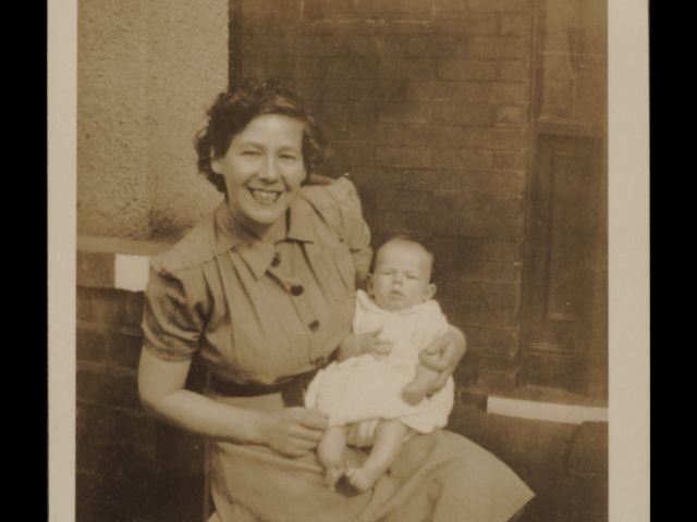 Photograph of Mrs. Kathleen Billings and son, Richard at 10 weeks old