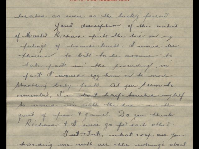 Fifth page in a 13-page letter penned by Michael to his wife Kathleen dated 14 December 1943 