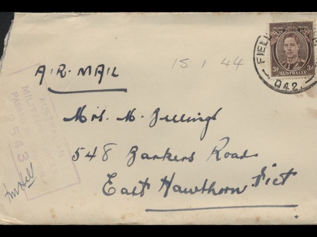 Envelope addressed to Mrs. M. Billings dated 15 January 1944