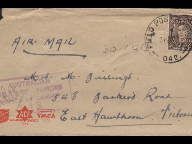 Envelope addressed to Mrs. M. Billings dated 30 January 1944