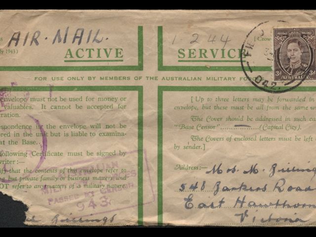 Envelope addressed to Mrs. M. Billings dated 1 February 1944