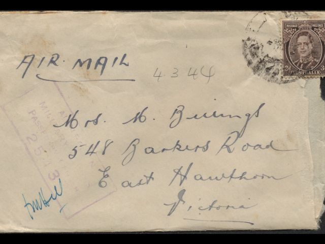 Envelope addressed to Mrs. M. Billings dated 4 March 1944