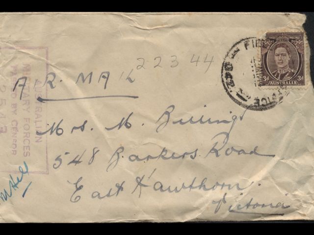 Envelope addressed to Mrs. M. Billings dated 22 March 1944