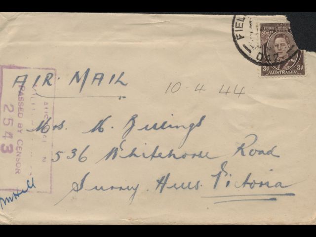 Envelope addressed to Mrs. M. Billings dated 10 April 1944