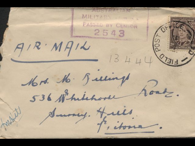 Envelope addressed to Mrs. M. Billings dated 13 April 1944