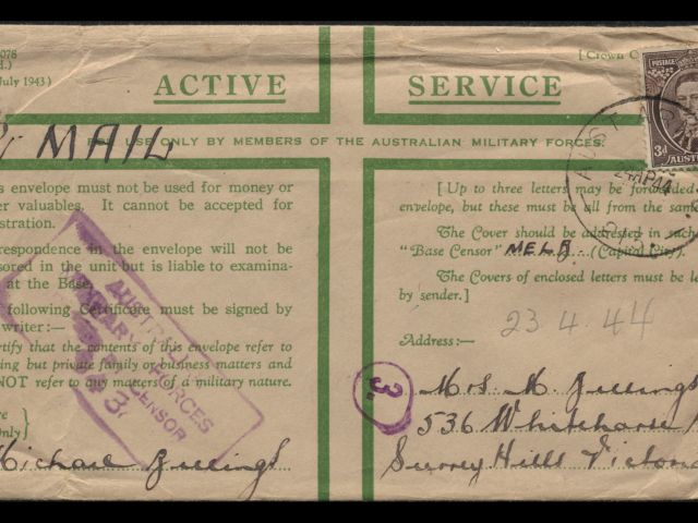 Envelope addressed to Mrs. M. Billings dated 23 April 1944