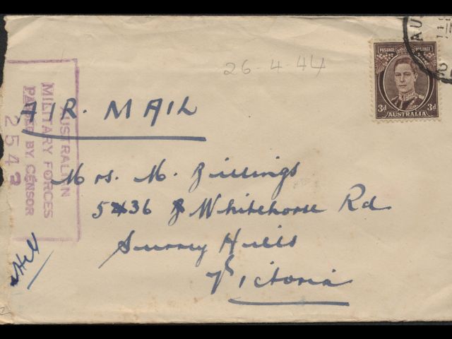 Envelope addressed to Mrs. M. Billings dated 26 April 1944