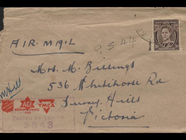 Envelope addressed to Mrs. M. Billings dated 9 May 1944