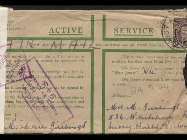 Envelope addressed to Mrs. M. Billings dated 25 May 1944