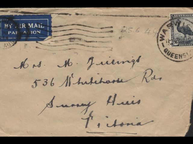 Envelope addressed to Mrs. M. Billings dated 25 June 1944