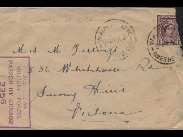 Envelope addressed to Mrs. M. Billings dated 8 July 1944