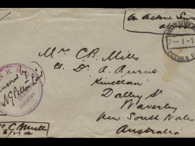 Envelope addressed to Mrs. C. B. Mills dated 7 January 1916