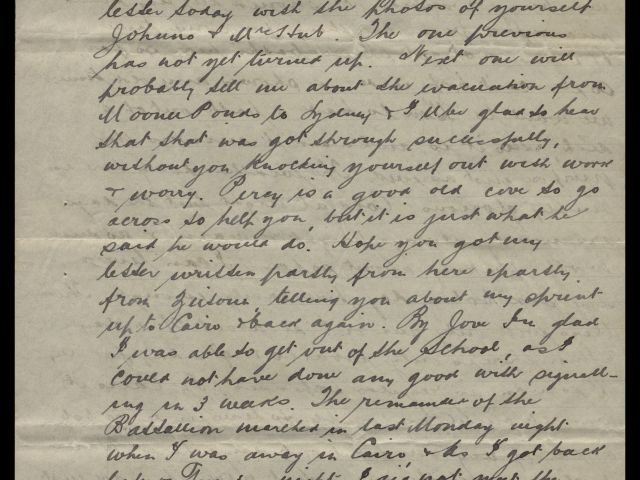 "Dear Old Girl" letter penned by Cecil to his wife dated 14 January 1916