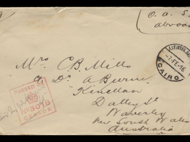 Envelope addressed to Mrs. C. B. Mills dated 7 February 1916