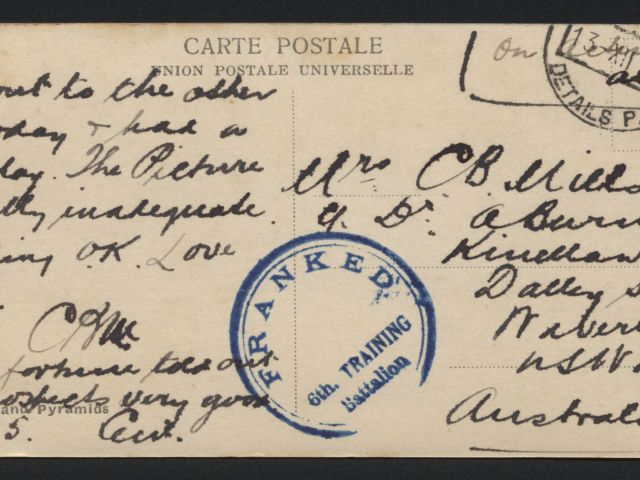 Postcard addressed to Mrs CB Mills dated 12 December 1915