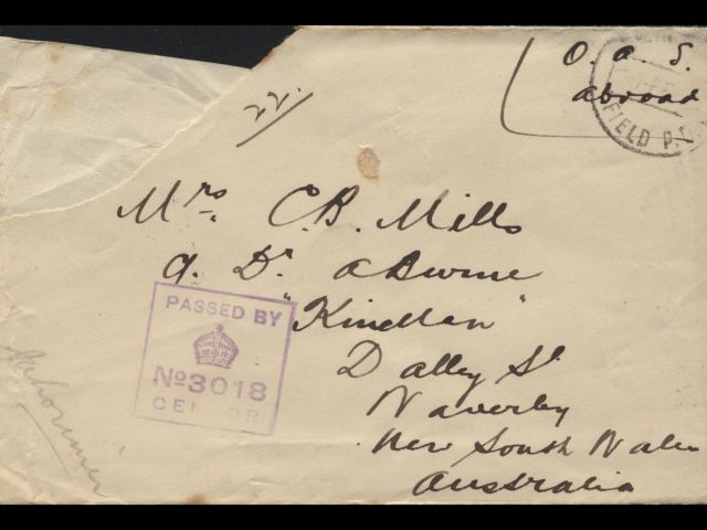 Envelope addressed to Mrs. C. B. Mills