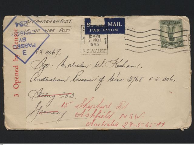 Envelope from a letter between Malcolm William Keshan and Dorothy Williams