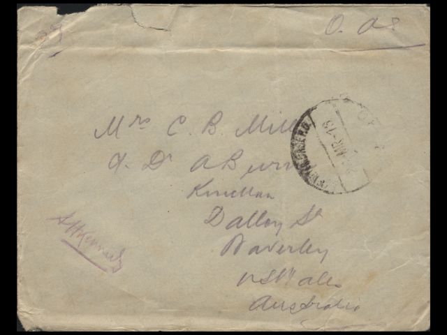 Envelope addressed to Mrs. C. B. Mills dated March 1916