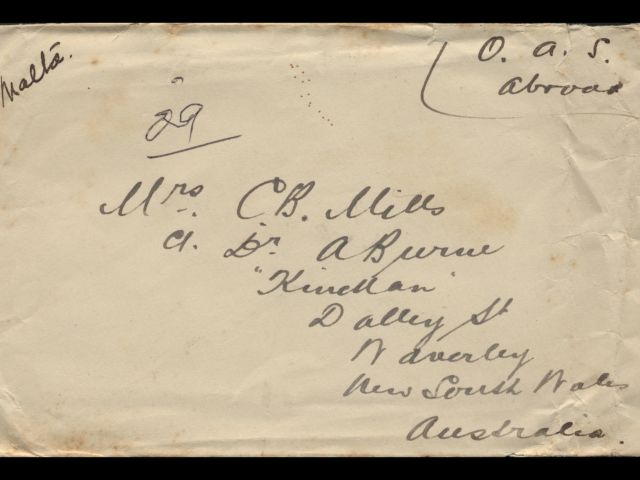 Envelope addressed to Mrs. C. B. Mills