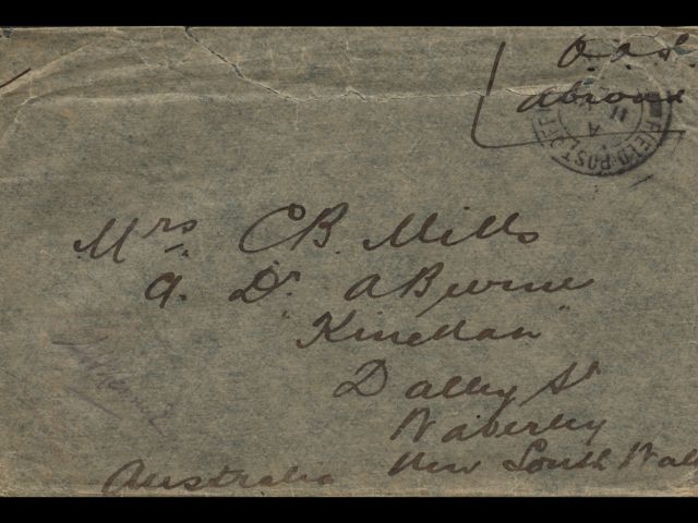 Envelope addressed to Mrs. C. B. Mills