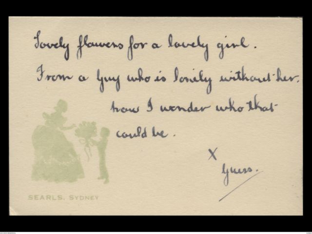 A florist message card from Malcolm William Keshan