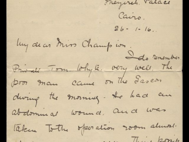 Letter addressed to Miss Champion dated 26 January 1916
