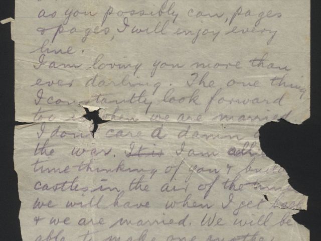 Tattered page from a letter written to Miss. Chapman