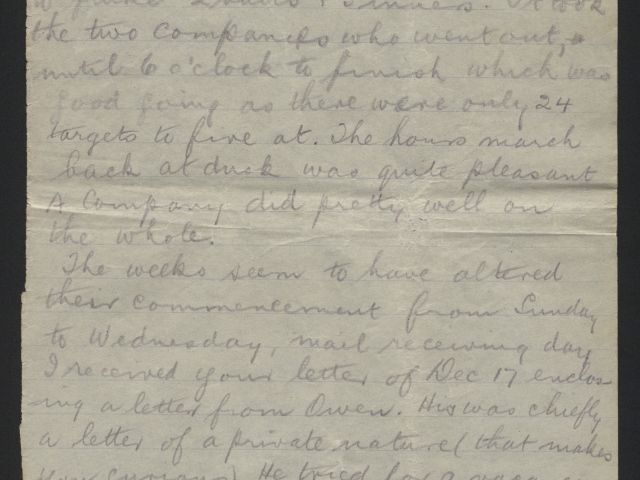 A page from a letter penned by Thomas Whyte to his wife