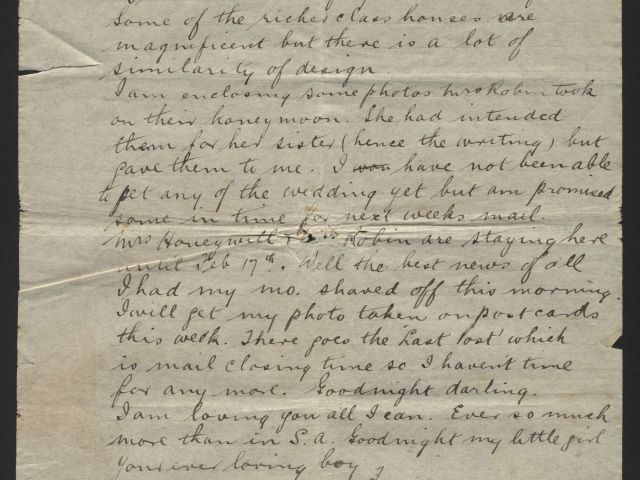 "Your ever loving boy, Tom" final page of a letter penned by Thomas Whyte to his wife