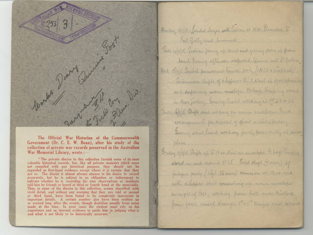 Page 1 Diary of William Gordon Farquhar, 1915