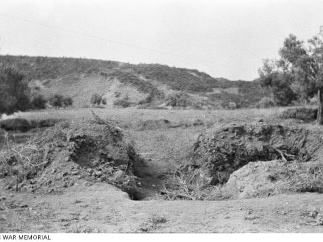 Gallipoli Peninsula, Turkey. August 1915. The gun pit of a Turkish gun