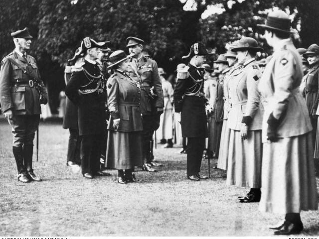 HRH The Prince of Wales and Matron A.M. Kellett inspecting nurses and nursing veterans in Sydney 1921NNIAL PARK