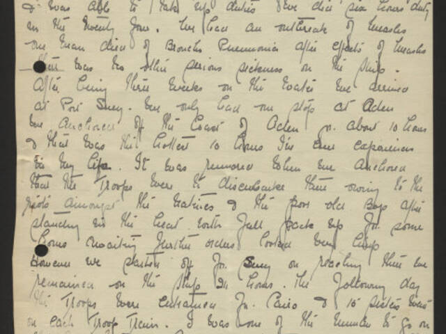 Handwritten narrative of Sister A E Shadforth