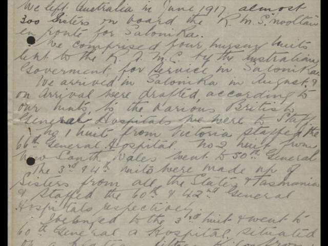 Handwritten narrative of Staff Nurse Vivian A Lee Shea