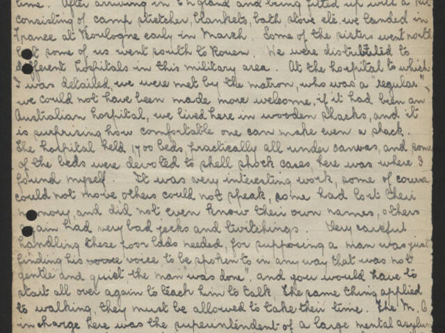Handwritten narrative of Sister E L Steadman