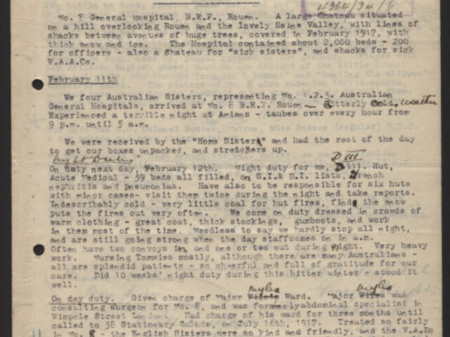 Typed narrative of Sister B A Taylor