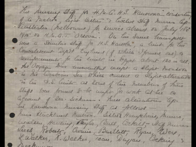 Handwritten narrative of Sister Ruth S Taylor