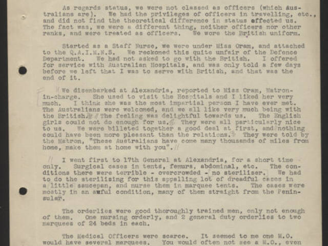 Typed narrative of Sister E Vickers Foote